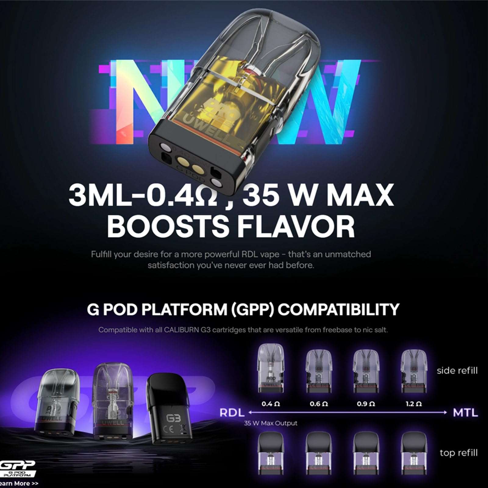 UWELL CALIBURN G4 PRO註油主機 850mAh三芯可選